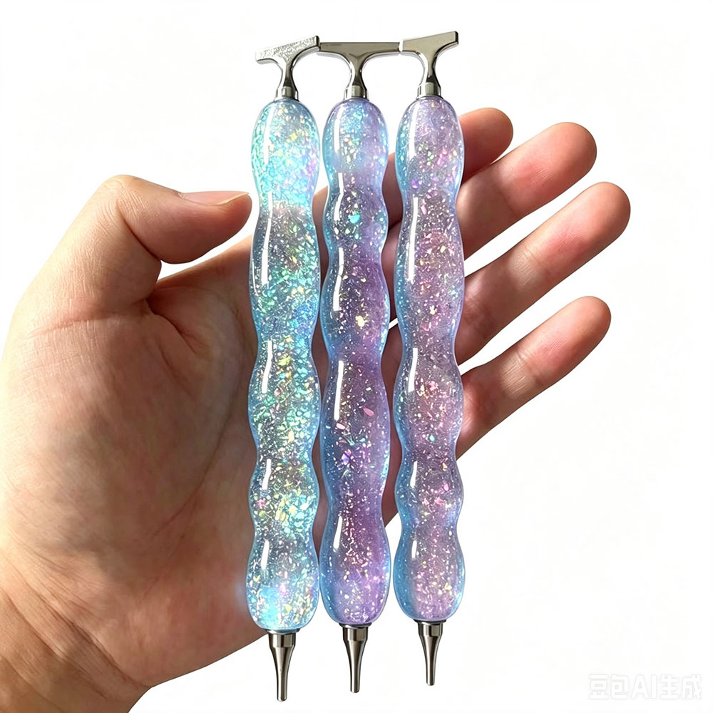 Embroidery Painting - Neuer Rosa-Blauer Glänzender Diamant-Malstift mit Gewindeanschluss,