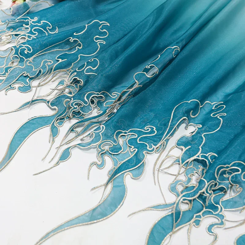 Embroidery Diy - Chinesischer Stil Stickerei Lotusblatt Farbverlauf Stoff