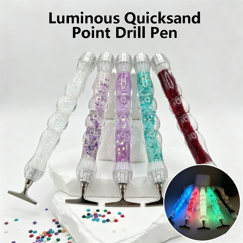 Embroidery Painting - Neuer Leuchtender Transparenter Quicksand-Diamantmalstift mit Gewindepunktspitze,