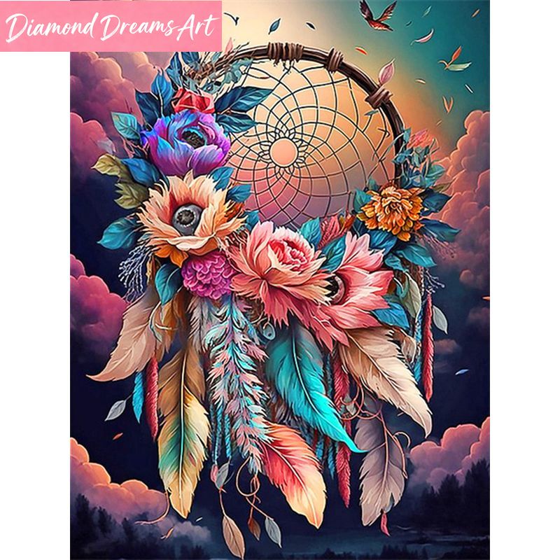 Embroidery Rose - Rahmenloses Diamant-Malerei Traumfänger Schmetterling Landschaft Stickerei