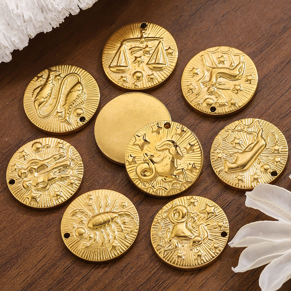 Embroidery Charm - 5 Stück Edelstahl 12 Sternzeichen Anhänger