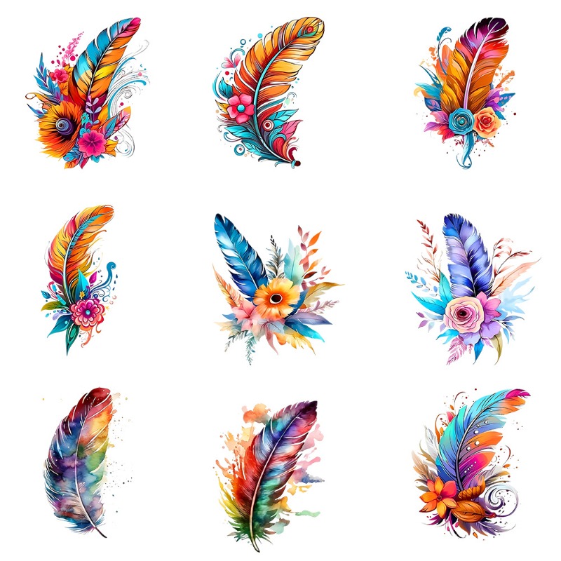 Bunte Feder-Boho-Aufnäher zum  – Embroidery Diy Bewertung und Preis