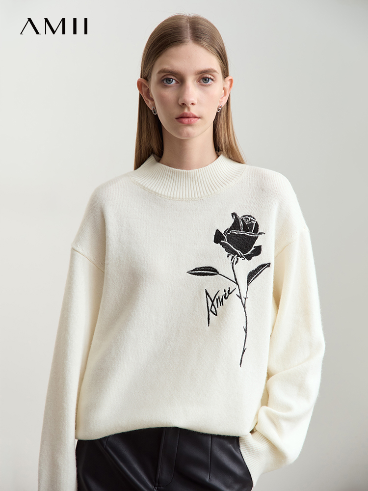 Amii Pullover für Herbst Winte – Embroidery Rose Bewertung und Preis